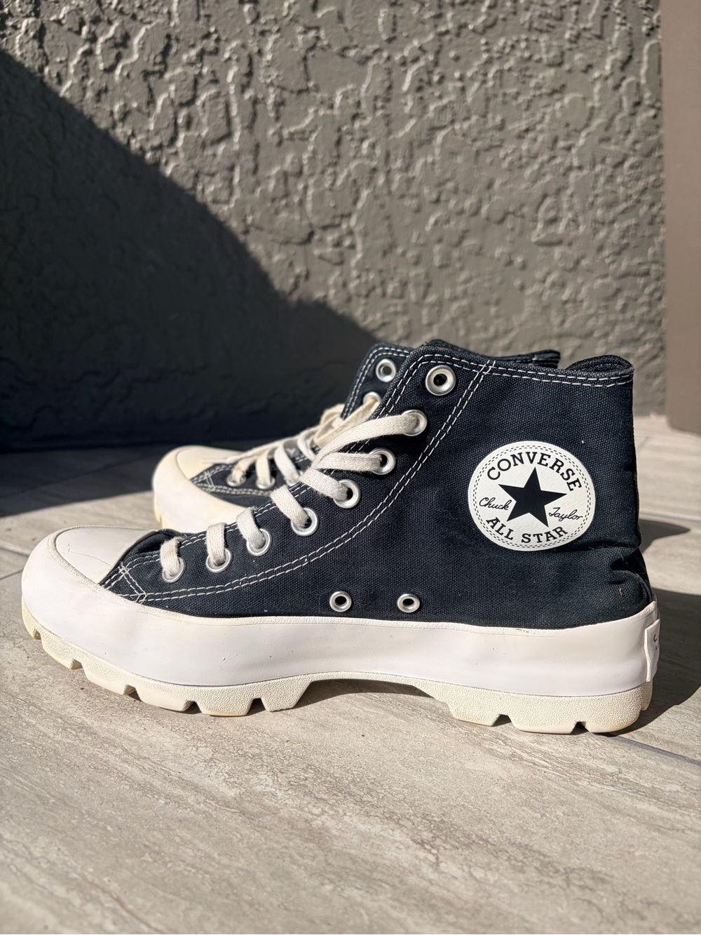 Converse Black High-Top Canvas Sneakers with White Sole and Laces